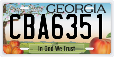 GA license plate CBA6351