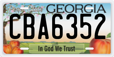 GA license plate CBA6352