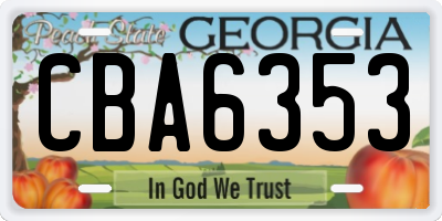 GA license plate CBA6353