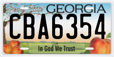 GA license plate CBA6354