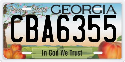 GA license plate CBA6355