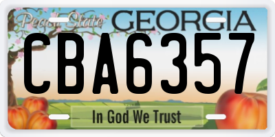 GA license plate CBA6357