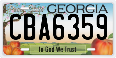 GA license plate CBA6359