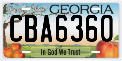 GA license plate CBA6360
