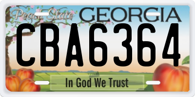 GA license plate CBA6364