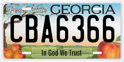GA license plate CBA6366