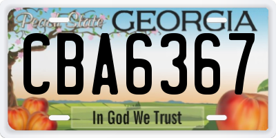 GA license plate CBA6367