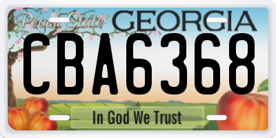 GA license plate CBA6368