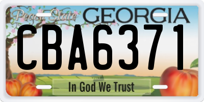 GA license plate CBA6371