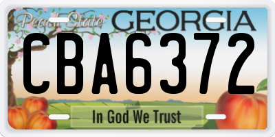 GA license plate CBA6372