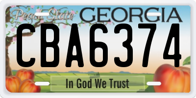 GA license plate CBA6374