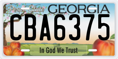 GA license plate CBA6375