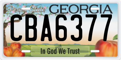 GA license plate CBA6377