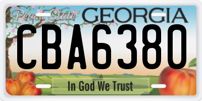 GA license plate CBA6380