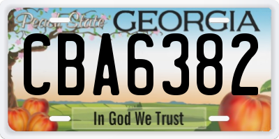 GA license plate CBA6382