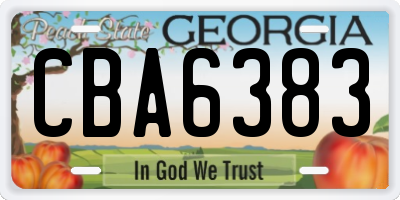 GA license plate CBA6383