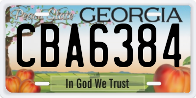 GA license plate CBA6384