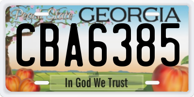 GA license plate CBA6385