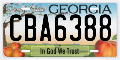 GA license plate CBA6388