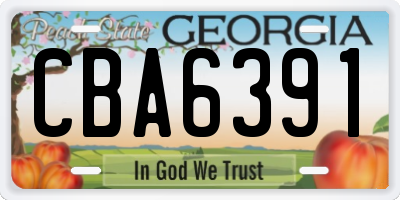 GA license plate CBA6391