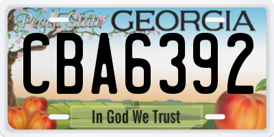 GA license plate CBA6392
