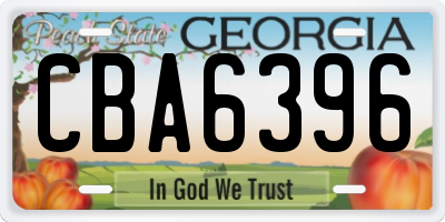 GA license plate CBA6396