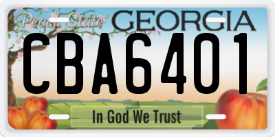 GA license plate CBA6401