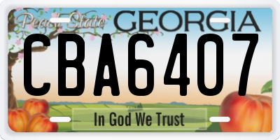 GA license plate CBA6407