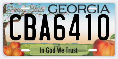 GA license plate CBA6410