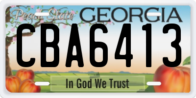 GA license plate CBA6413