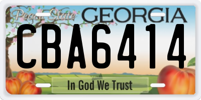 GA license plate CBA6414