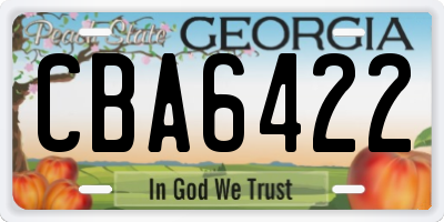 GA license plate CBA6422