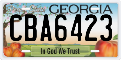 GA license plate CBA6423