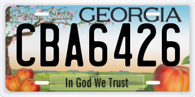 GA license plate CBA6426