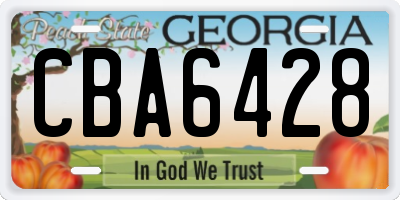 GA license plate CBA6428