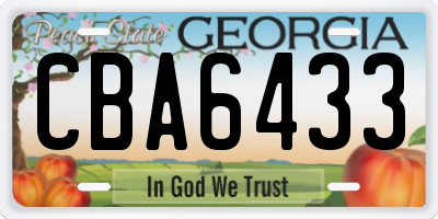 GA license plate CBA6433