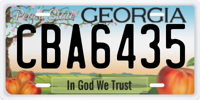 GA license plate CBA6435