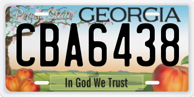 GA license plate CBA6438