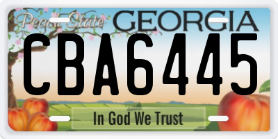 GA license plate CBA6445