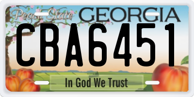 GA license plate CBA6451
