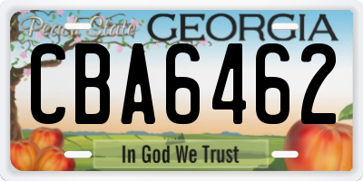 GA license plate CBA6462