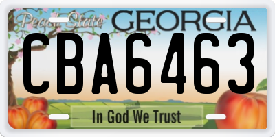 GA license plate CBA6463