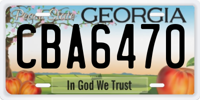GA license plate CBA6470