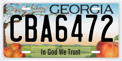 GA license plate CBA6472