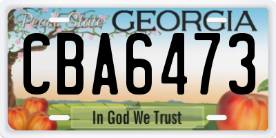 GA license plate CBA6473