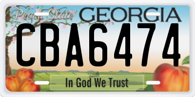 GA license plate CBA6474