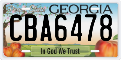 GA license plate CBA6478