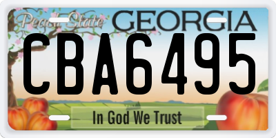 GA license plate CBA6495