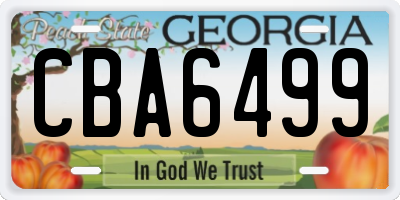 GA license plate CBA6499