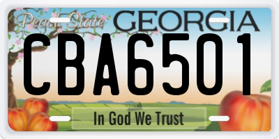 GA license plate CBA6501